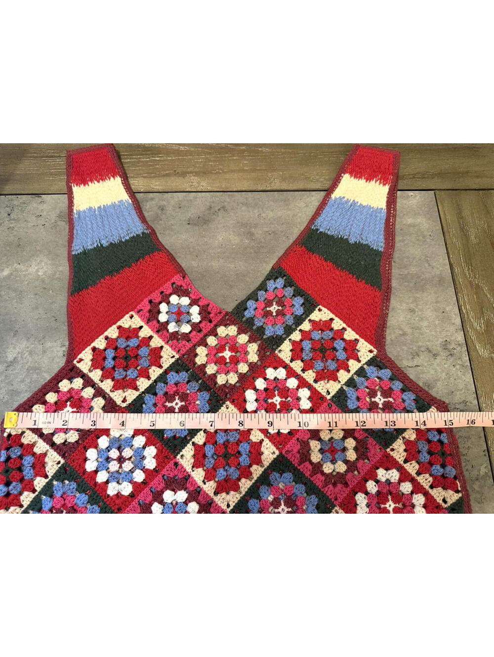 Zara Vibrant Multicolored Crochet Knit Maxi Sun Dress SZ M Approx. Boho - Picture 12 of 15